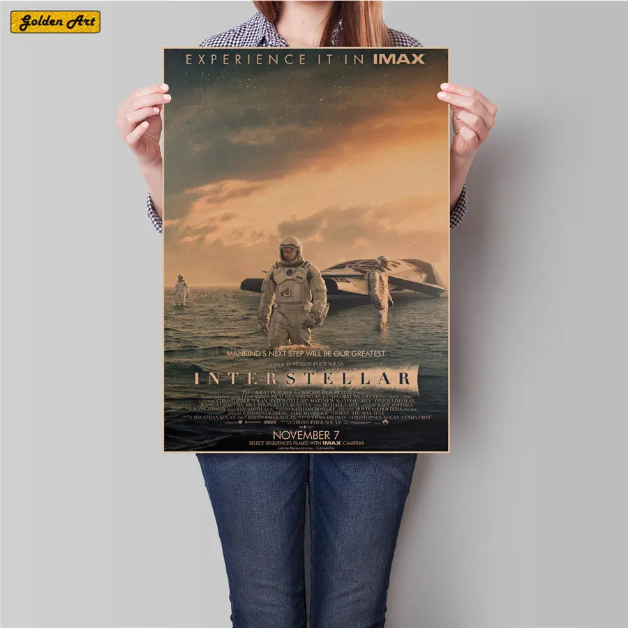 

Interstellar vintage kraft paper movie poster HD Print Picture wall sticker decal living room bar cafe decoration 45.5x31.5cm