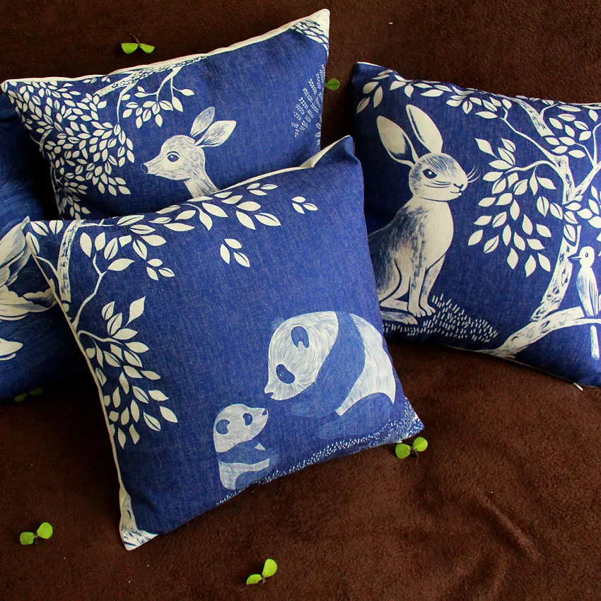 Наволочка с изображением рыбы и оленя Мультяшные животные Геометрическая