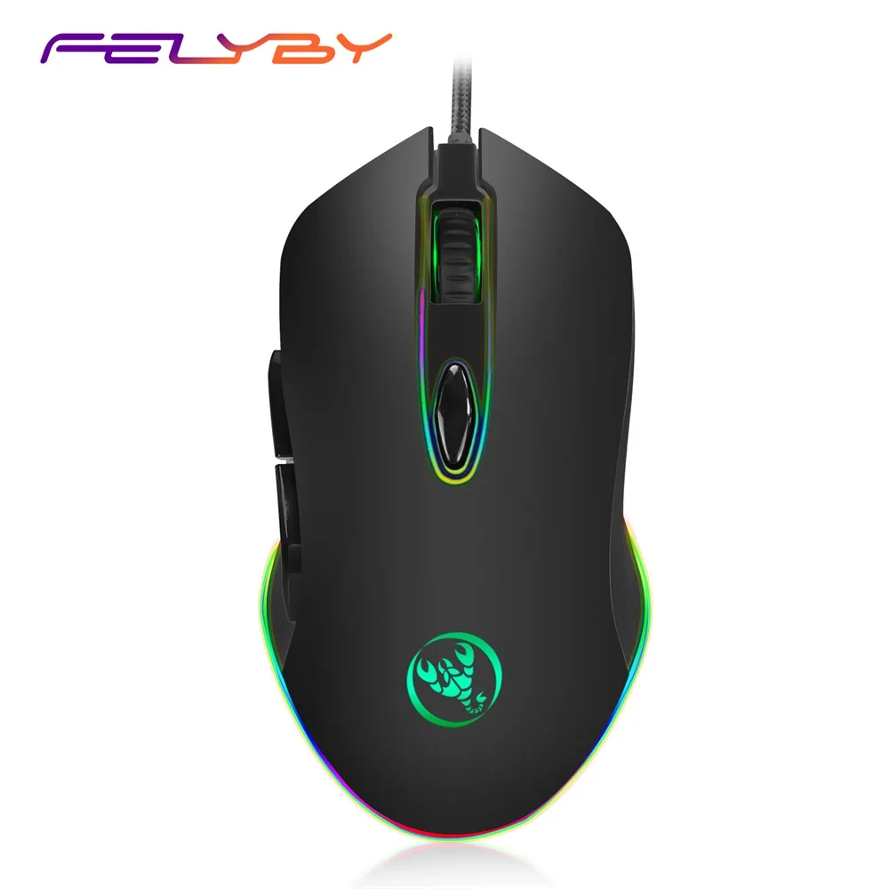 FELYBY Gaming Mouse Programmable 4800DPI 6 Buttons RGB Backlit USB Wired Optical Mice Gamer for PC Computer Laptop | Компьютеры и офис