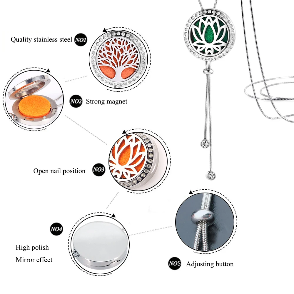 Регулируемый слайдер для ароматерапии из нержавеющей стали 35 5 дюймов цепочка со