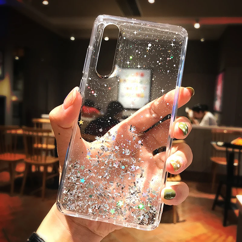 Премиум силиконовый блестящий чехол для huawei P30 pro блестящий дизайн со звездами ТПУ ударопрочный чехол для задней панели P30pro Модный чехол для женщин и девушек