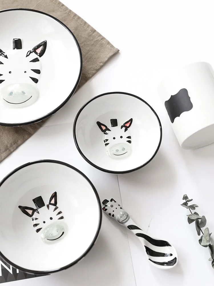 Фарфоровая посуда с изображением животных 1 набор посуды ручной работы леса