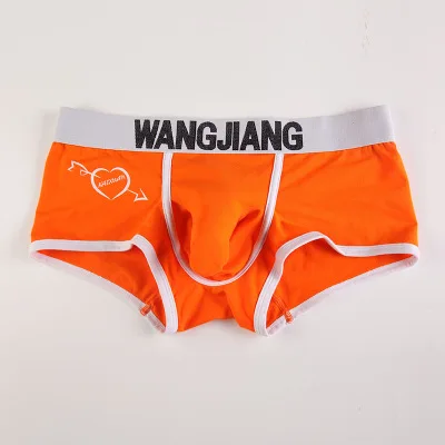 Оранжевый Wang Jiang Elephant, нижнее белье, боксеры, шорты для мужчин, отдельные мешочки, хлопковые трусы, с рукавом для пениса, трусы с сердечками, Calecon, сексуальные - Цвет: Оранжевый