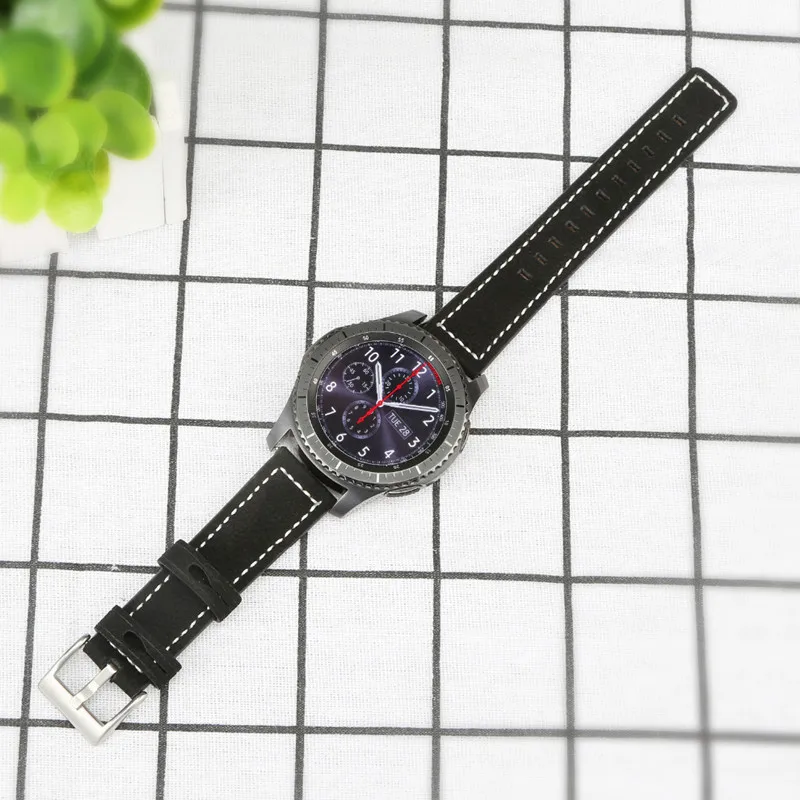 Хохлатая Шестерня S3 frontier ремешок для samsung Galaxy Watch 46 мм S 3 Классический 22 мм кожаный браслет на запястье correa ремешок для часов ремень - Цвет ремешка: black