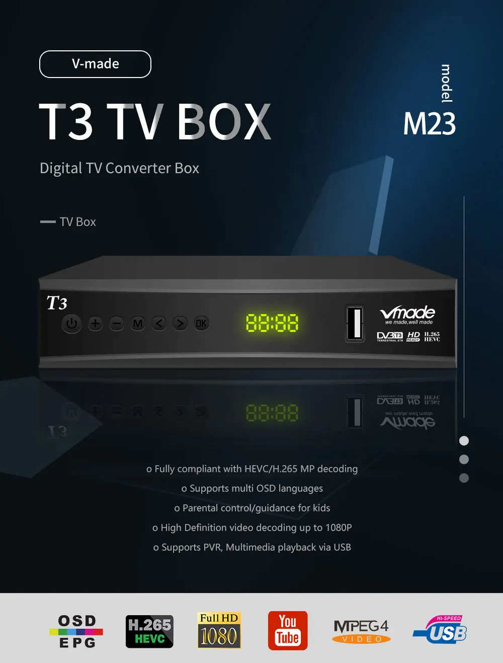 DVB T2 наземный на ТВ гнев DVB T2 ТВ тюнер HD 1080P приемник DVB T2 телеприставка H.265 MPEG4 поддержка youtube AC-3 с USB wifi