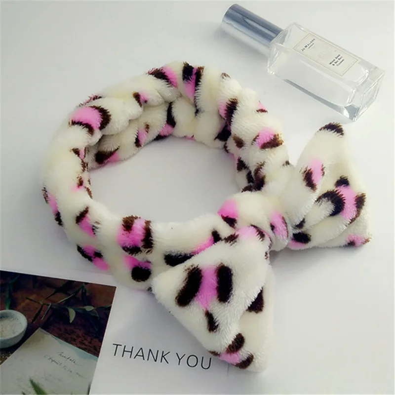 leopard Новая буква OMG лук повязки мягкий коралловый флис мыть лицо макияж ободок Девушки Женщины держатель тюрбан повязки для волос аксессуары для волос - Цвет: leopard