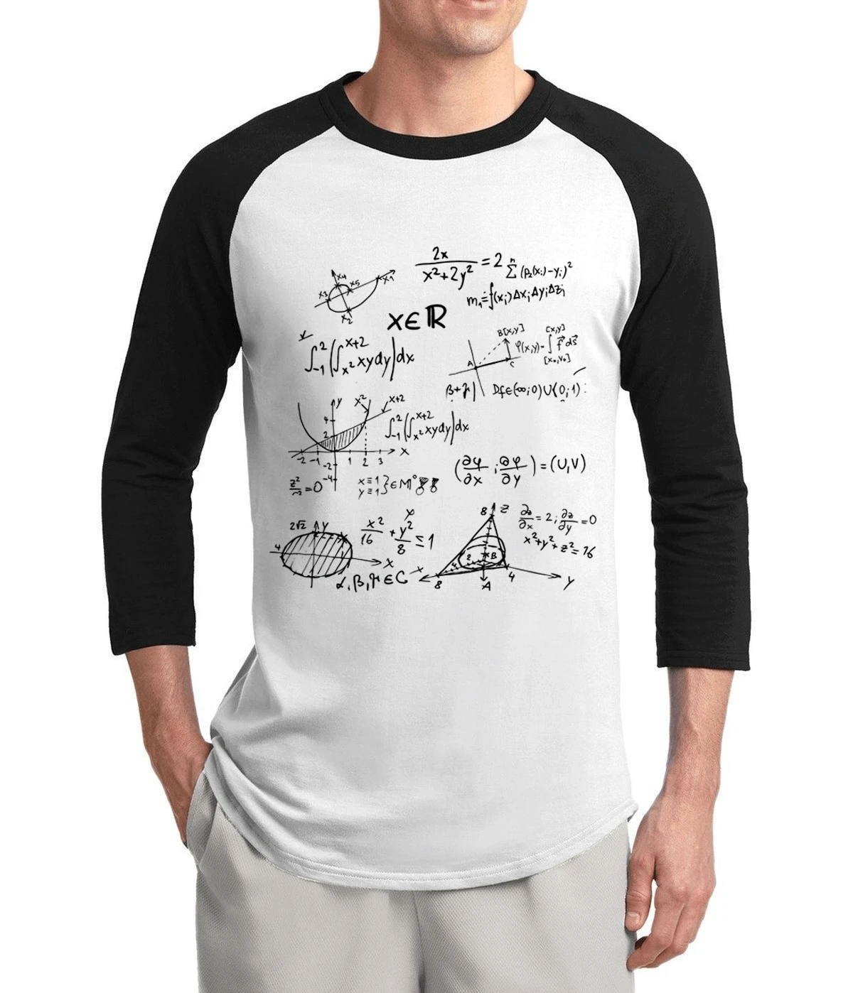 adult Math Formula science t shirt men 2017 new summer three quarter sleeve 100% cotton raglan t-shirt Camiseta Masculino S-2XL | Мужская