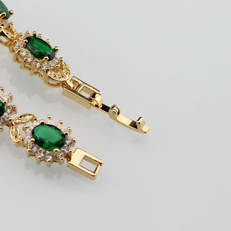 Цветок белый циркон и зеленый создан Изумрудный браслет здоровье мода ювелирные