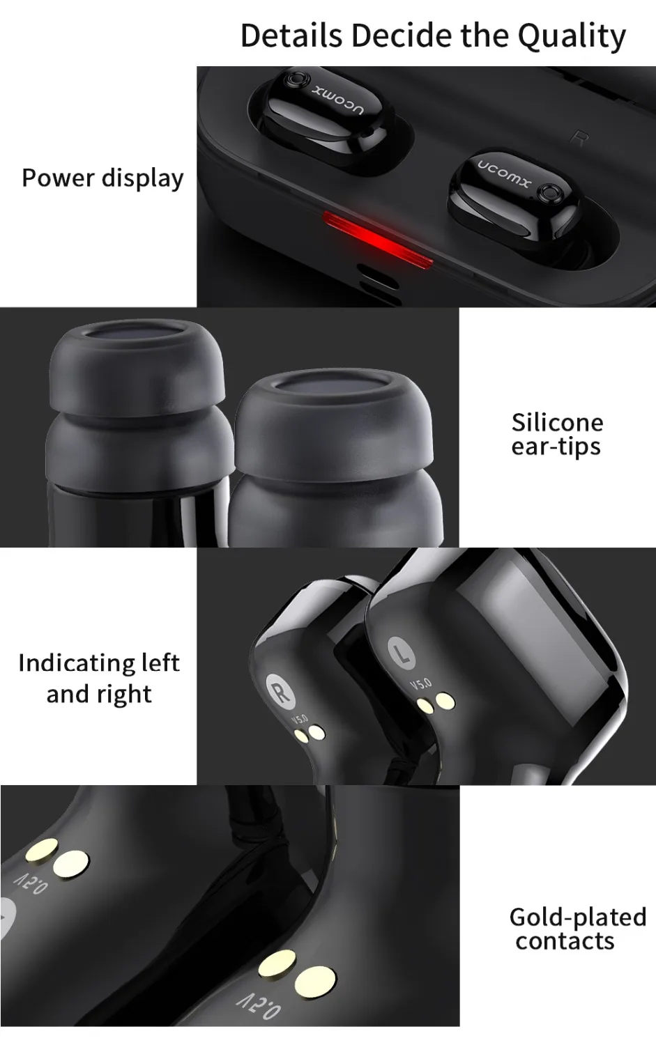 UCOMX U6H/U6H Pro Bluetooth наушники беспроводные наушники с микрофоном истинные беспроводные стерео вкладыши монитор наушник для iPhone huawei Mi