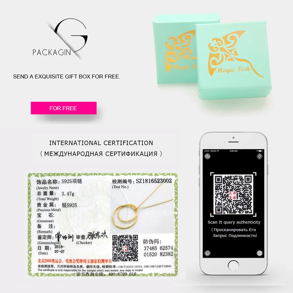 925 пробы Серебряное ожерелье для женщин двойной круг интерлок ключицы длинная