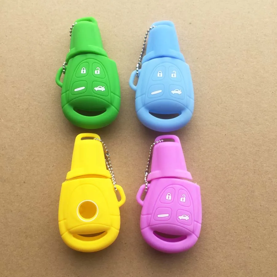 9 цветов Новый 4 кнопки силиконовый чехол для ключей от машины SAAB 9-3 9-5 93 95 пустой