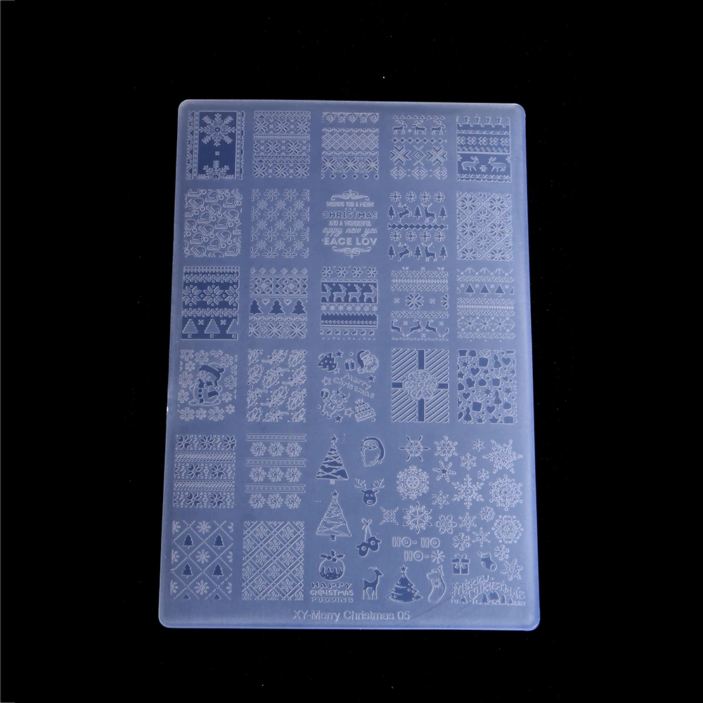 1 шт. Рождественский дизайн ногтей штамповки пластины пластиковая печать снег