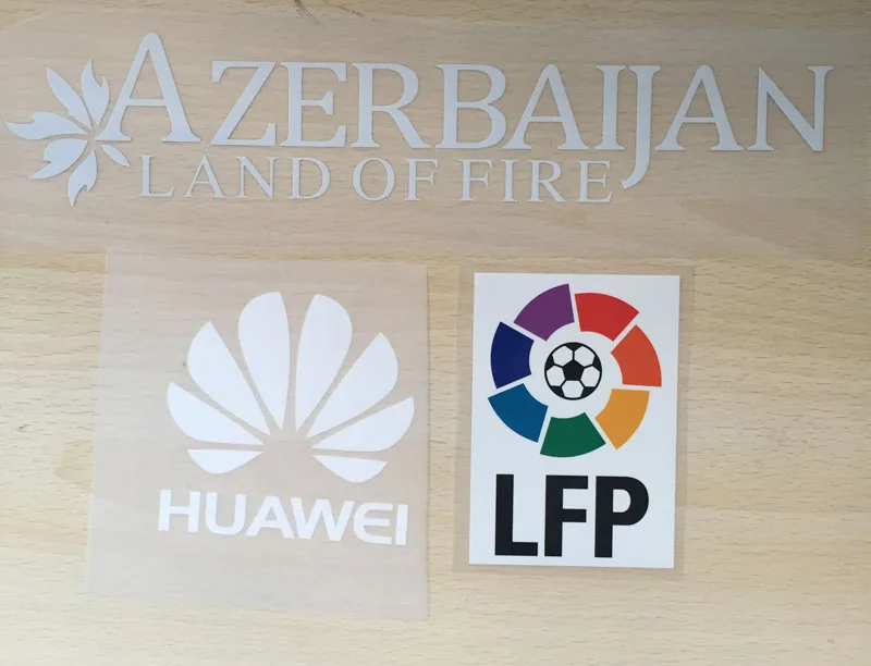 1516 La Liga LFP и все спонсор земли нашивка в форме огня и HUawei патч теплопередачи футбольная нашивка