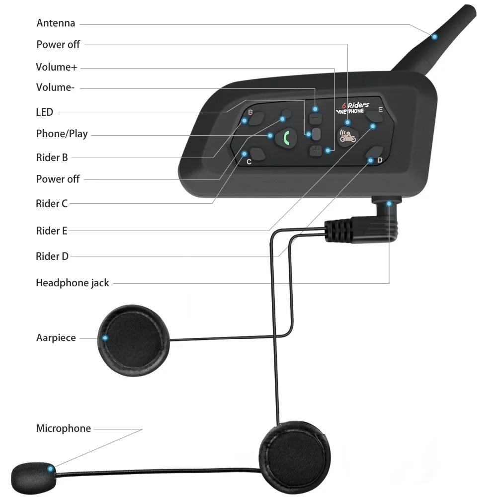 VnetPhone 2 комплекта V6 Bluetooth Интерком мото мотоциклетный шлем аксессуары динамик 1200 м