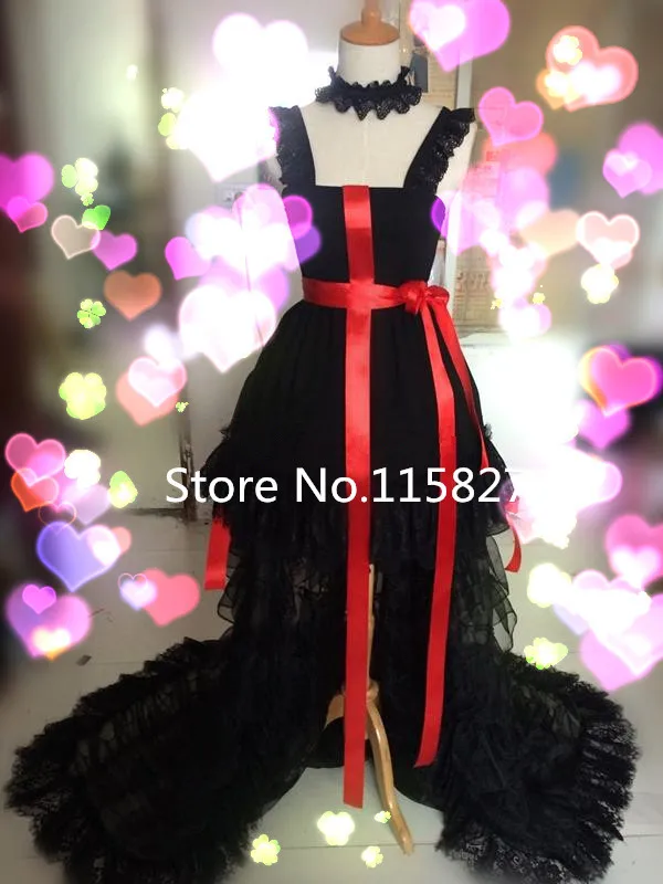 Длинное черное платье для косплея Виная Корона костюм Инори Юзуриха|dress strip|costume
