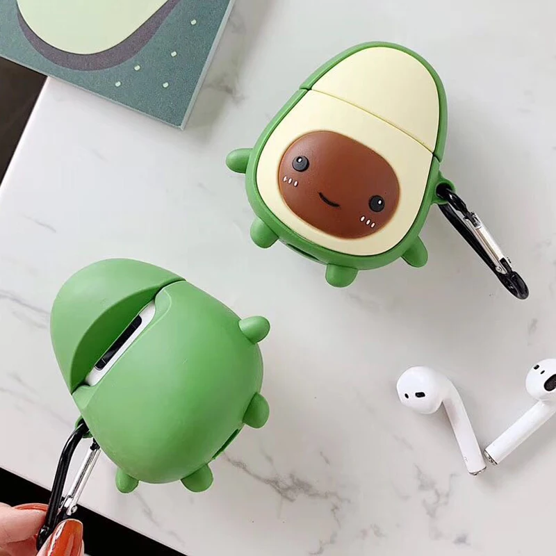 Чехол для AirPods 3D забавные милые Беспроводные наушники с фруктами авокадо чехол