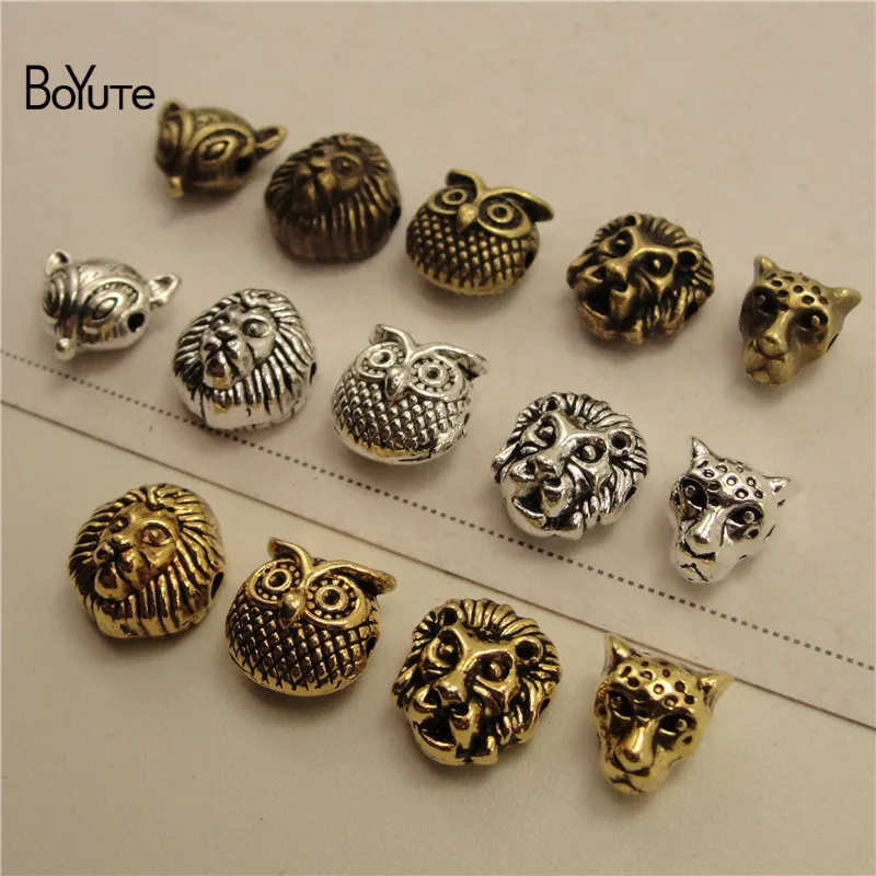 BoYuTe (100 Pieces/Lot) Metal Alloy Animal Fox Lion Owl Leopard Head Beads for Bracelet Jewelry Making | Украшения и аксессуары