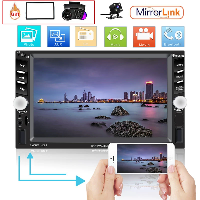 2 Din автомагнитола 6 ''Авторадио с сенсорным экраном автоплеер bluetooth Поддержка
