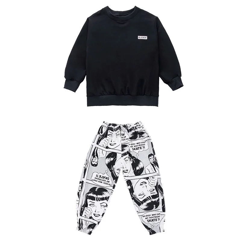Kid Hip Hop Clothing Casual Shirt Sweatshirt Tops Cartoon Jogger Pants for Girls Boy Jazz Dance Costume Ballroom Dancing Clothes |