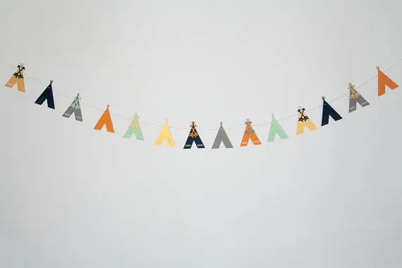 Украшения для вечеринки TeePee Garland детский племенный банер дня рождения крещения