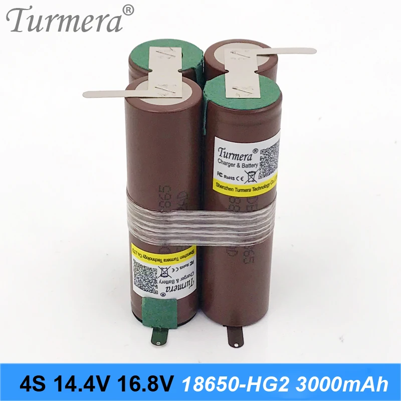 Turmera 4S аккумуляторной батареи 18650 аккумулятор 16 8 v 14 4 20a мощность hg2 3000 мАч для