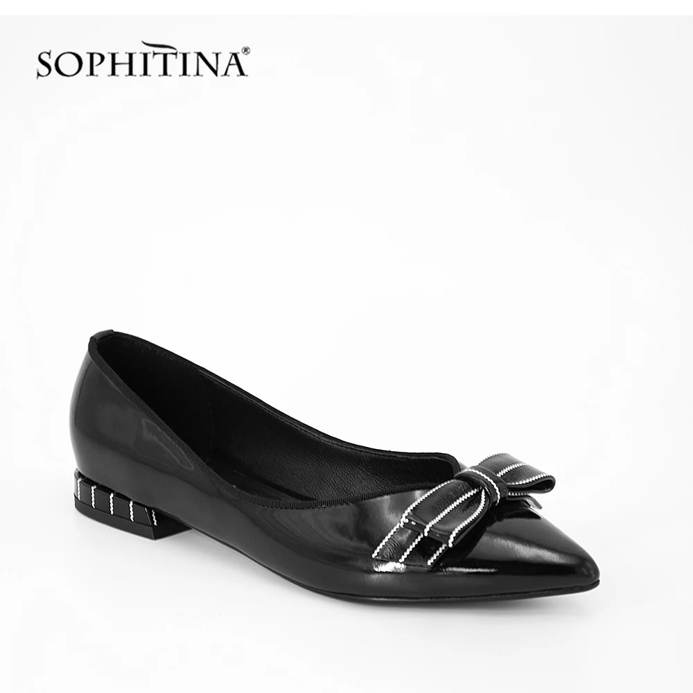 SOPHITINA/туфли ручной работы на плоской подошве с бантом бабочкой Цвет Черный