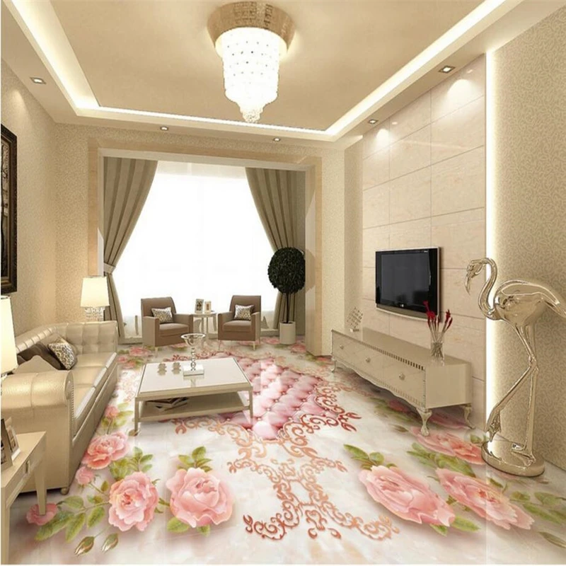 Beibehang Европейская Роза мягкая сумка мраморный пол 3D напольные обои ванная
