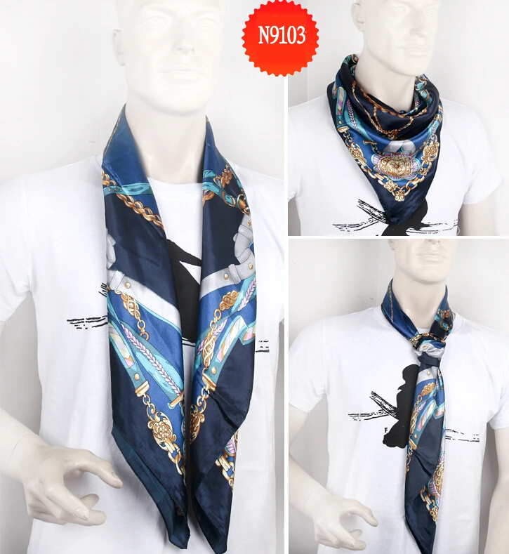 Free shipping! 90x90cm Men silk printing scarf suit shirt scarves neckline towel|towel folder|shirt polotowel beach |