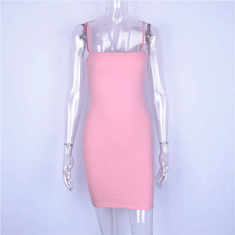 Skitzyou летний сексуальный клуб платье для женщин без рукавов розовый Bodycon Тонкий Cami