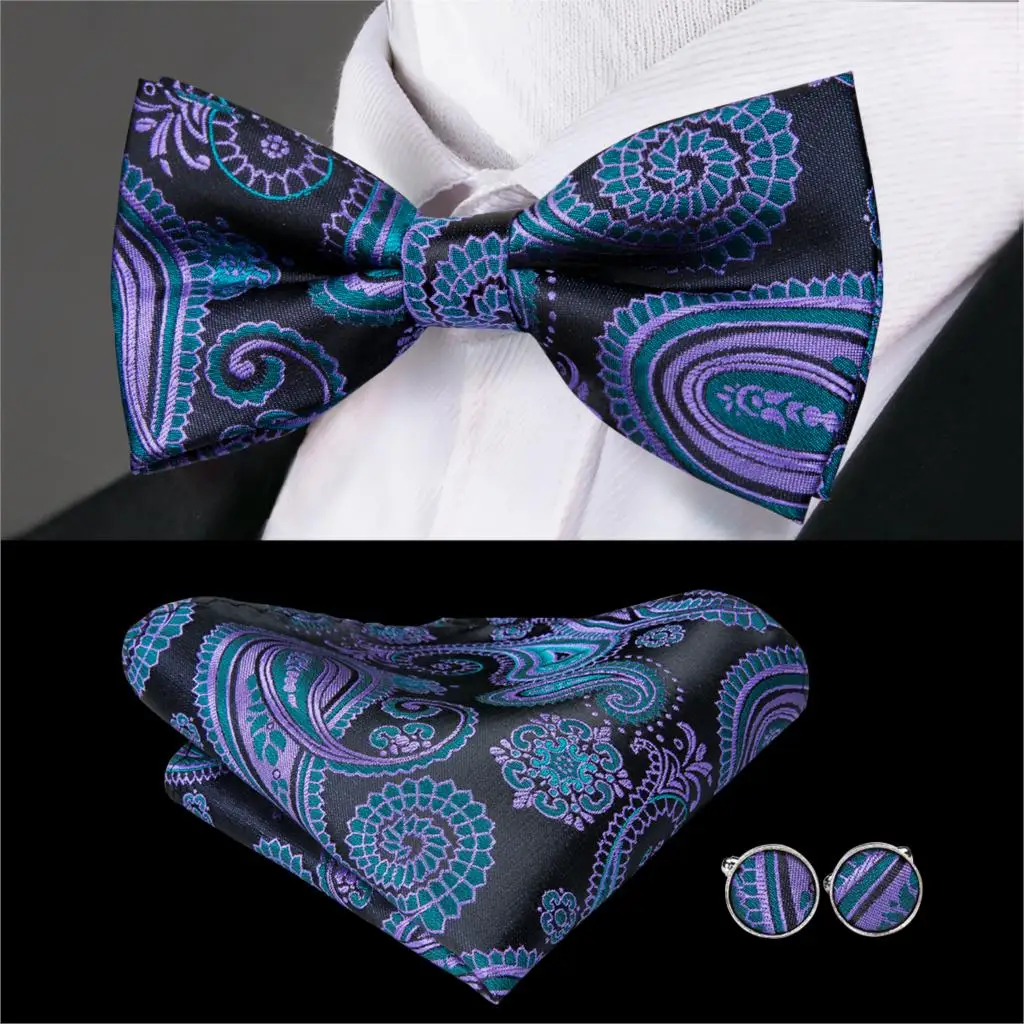 Hi-Tie бренд мужской галстук-бабочка модный синий Одноцветный шелковый галстук-бабочка платок запонки набор мужской свадебный галстук-бабочка noeud papillon homme LH-753