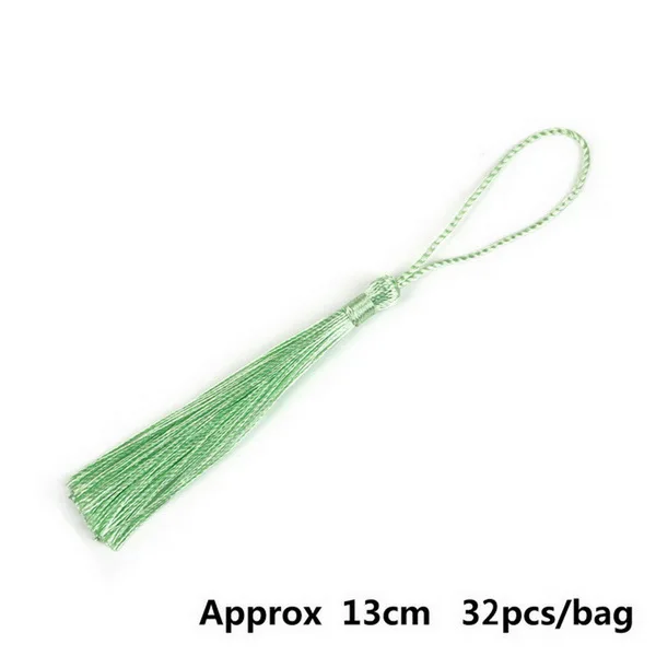 Light Green 32 шт./лот, 13 см, разноцветная хлопковая шелковая кисточка для сережек, Очаровательная подвеска, атласная кисточка для рукоделия, ювелирных изделий - Цвет: Light Green
