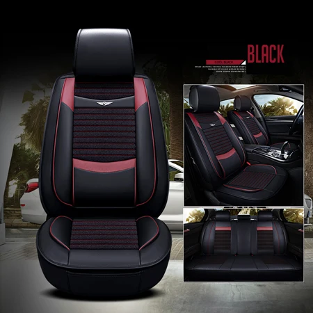 Black Luxury Подушка для автомобильного сиденья для fiat punto fiat 500 Stilo, Panda сопротивление pu кожа передние и задние полностью автомобильные чехлы для сидений четыре сезона - Название цвета: Black Luxury