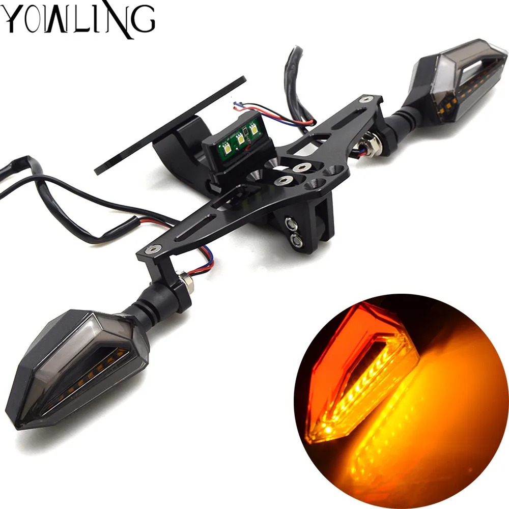 

Universal Aluminum Motorcycle Rear License Plate Mount Holder with LED Turn Signal Light For Honda Kawasaki Yamaha Suzuki