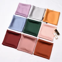 luxury brand womens silk scarf plain square shawls and wraps fashion solid soft bags scarf hijabs foulard neck snood 7070cm