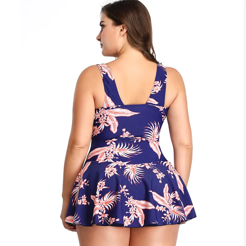 3XL Plus Size Tankini Set Women Swimwear Two Piece Suit Vintage Swimsuit Female Printed Swimming Dress Bathing Suits Beach Wear | Спорт и