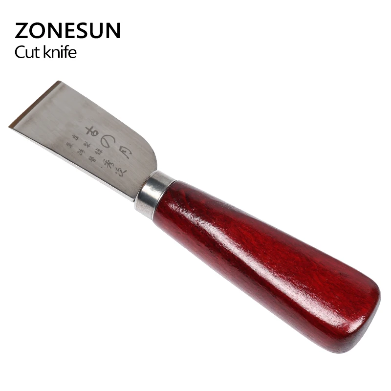 ZONESUN цельный нож для резания кожи из нержавеющей стали инструмент с деревянным