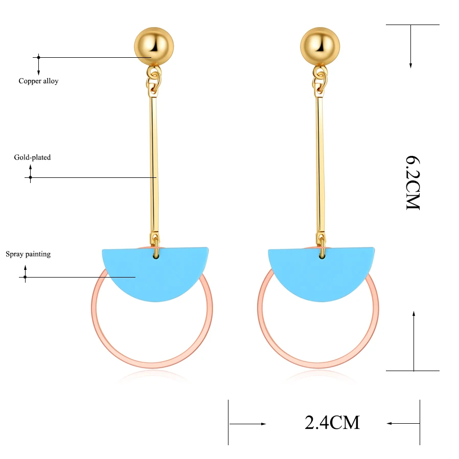 2017 новые массивные большие круглые серьги Золотые длинные висячие розовые и