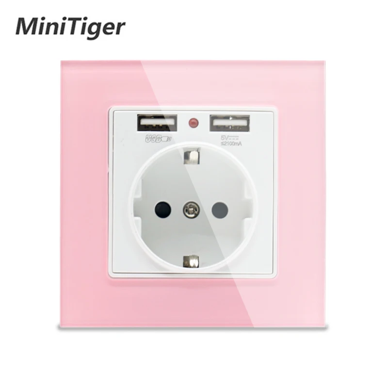 Розетка настенная Minitiger 2 USB порта 1 А 16 А|Электрические розетки| |