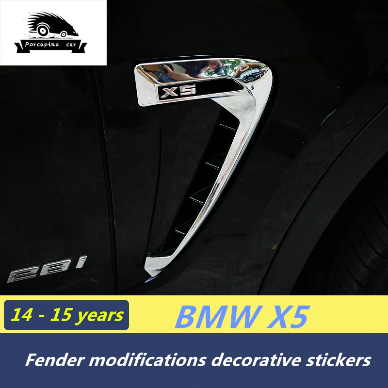 

2pcs Chrome ABS Side Wing F15 Fender Air Flow Cover Venting For BMW X5 2014-2017