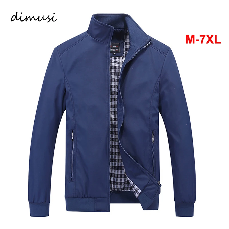 DIMUSI, мужские куртки, весна-осень, повседневная мужская спортивная одежда, пальто, сплошной цвет, стоячий воротник, тонкие куртки, мужские куртки-бомбер, 6XL, 7XL