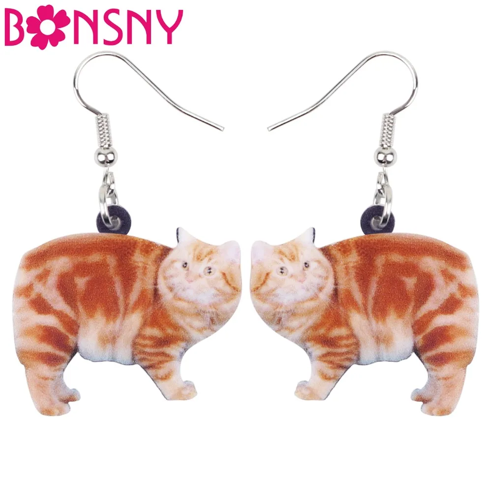 

Bonsny Acrylic Cute Fatty Kitten Cat Earrings Big Long Dangle Drop Novelty Animal Jewelry For Women Girls Ladies Teens Kids Gift