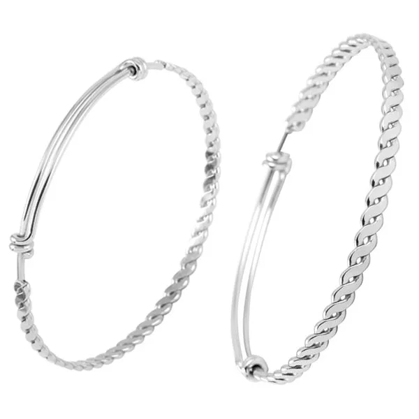 

Stainless Steel Twist Bangle Bracelet Silver Tone Classic Simple Round Bracelet Adjustable Twisted Bangles for Men/Women Jewelry