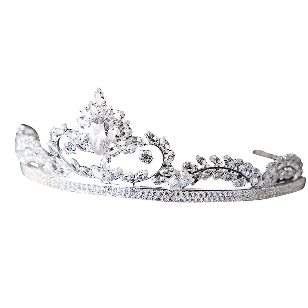 

Women Princess Crown Headband Zircon Rhinestone Tiara And Crowns Hair Band Jewelry Silver Bridal Hair Accessories Wedding 5.25