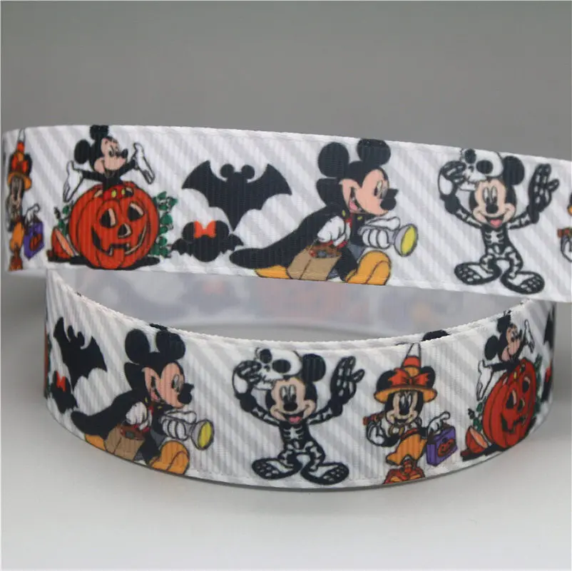 DHK 50 ярдов Хэллоуин Череп напечатанный grosgrain ленточный аксессуар hairbow головной убор украшения оптом OEM S1015