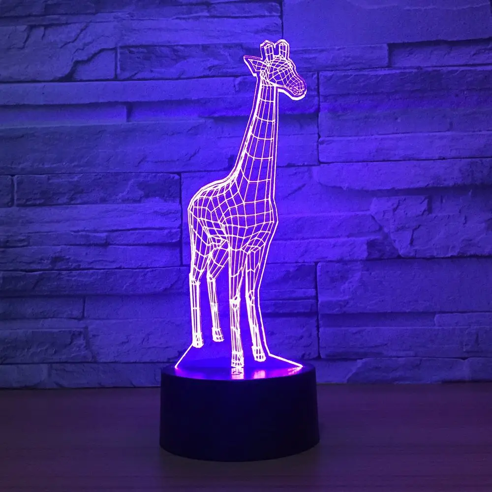3D лампа Жираф 7 цветов RGB Светодиодные ночные лампы для детей сенсорная