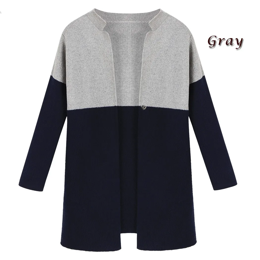 Women New Arrival Contrast Color Long Cardigan Knitted High Quality Covered Button For Spring Autumn 63 |