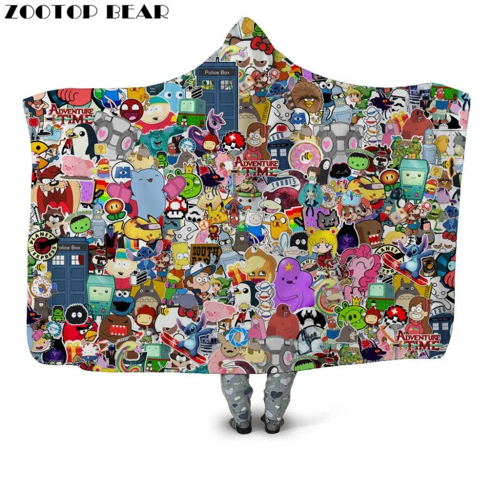 

Funny Movie Anime Throw Hooded Blanket High Wearable Fleece Fashion Office Quilts Coat Soft 3D Printed Bedding Adults Travel
