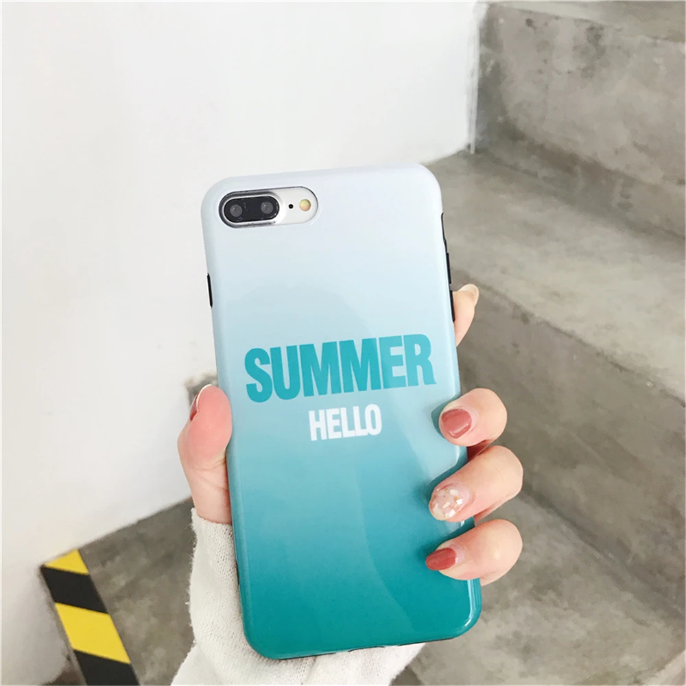 Чехлы для iphone 7 Hello летом прохладно Стиль синий и красный цвета градиентные Цвет