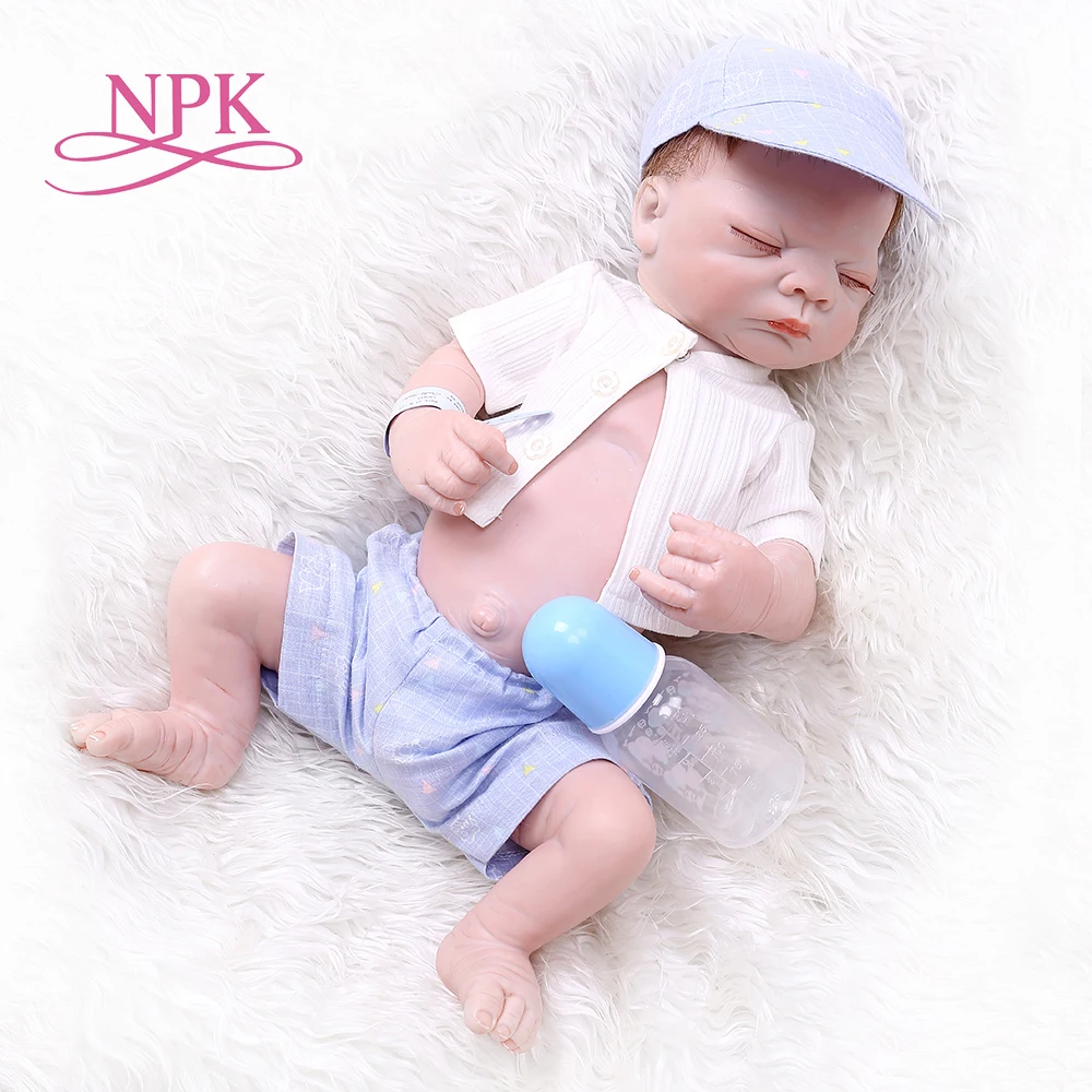 NPK 52 см bebe Кукла реборн Новорожденный ребенок полное тело силикон новорожденный спящий малыш игрушка для ванны подарок на день рождения Анатомически правильная