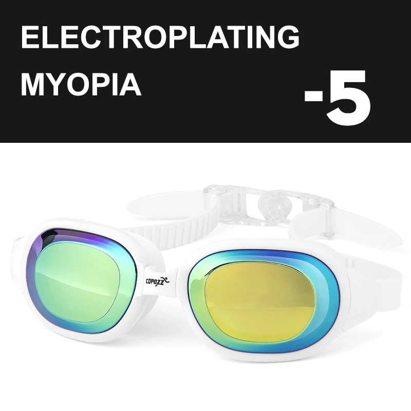 Myopia Mirror -5 COPOZZ очки для плавания, очки для близорукости от 0 до 1,5 до-7, для мужчин и женщин, анти-туман, УФ-защита, водонепроницаемые очки для плавания, очки для плавания, диоптрий, очки для плавания - Цвет: Myopia Mirror -5